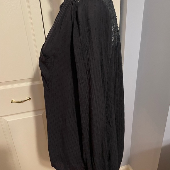 Free People The Best Blouse Black Open Weave Back Women Top - Picture 4 of 6